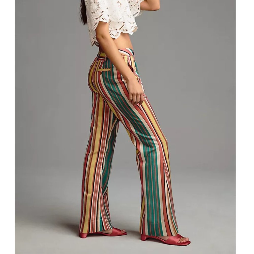 Anthropologie Tiny Camelia Pants Red Pinstripe Motif - Size 2 - Picture 3 of 12